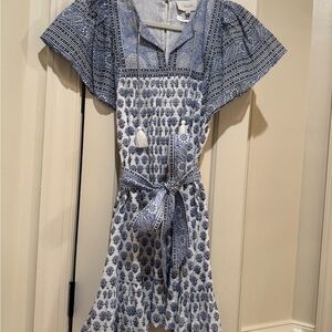 Cleobella Blue and White Floral Mini Dress NWT size L